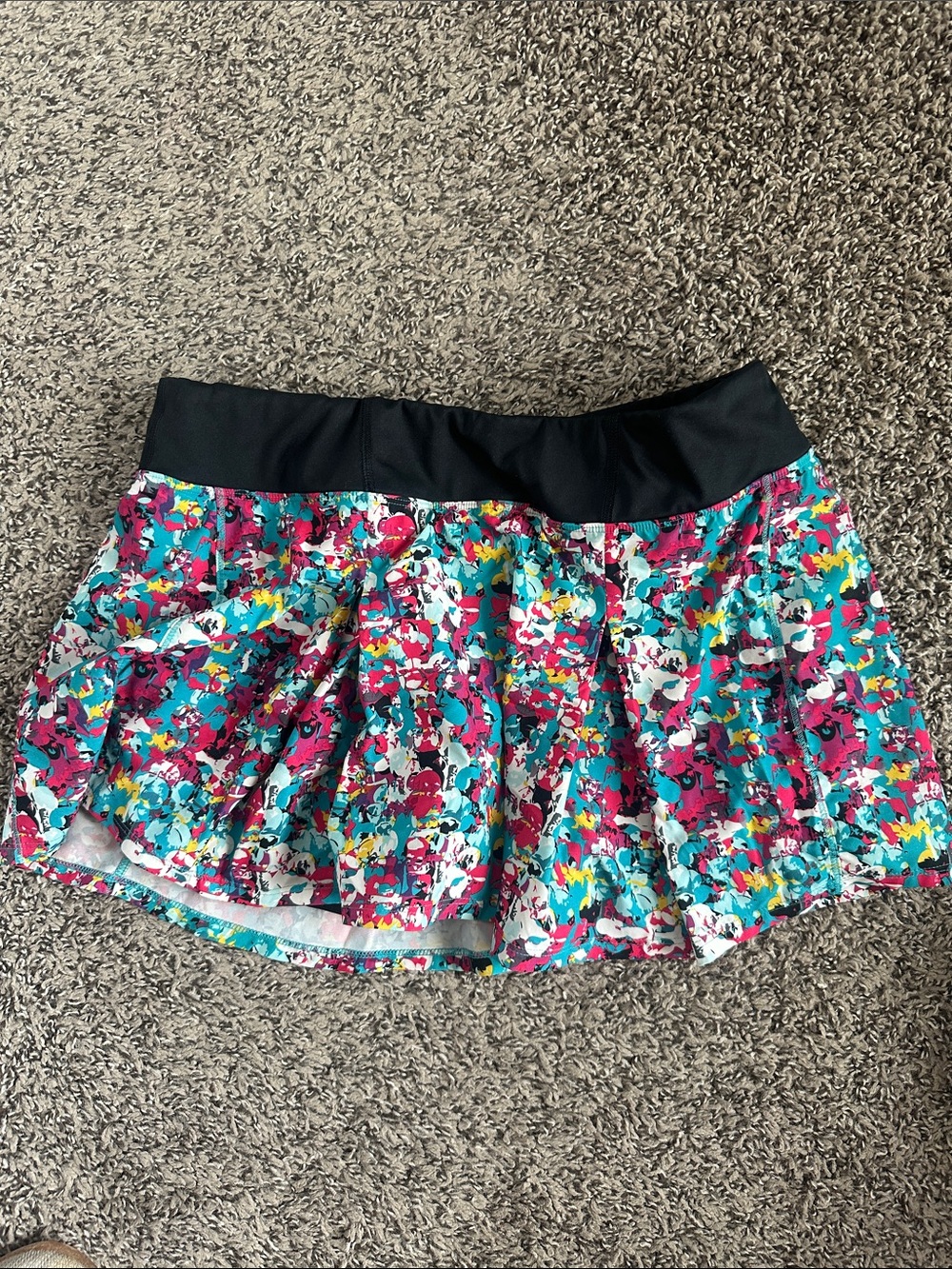 SkirtSports Multicolor Floral Pleated Skater Skirt with Black Waistband
